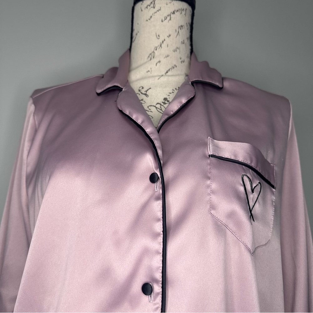 Victoria’s Secret | Women's Pink & Black Satin Matching Pajama Set | Size Small - Picture 4 of 6